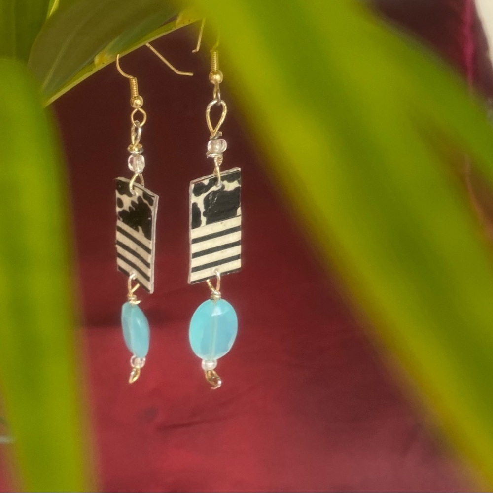 AMELIA PASTICHE DESIGN striped earrings  OOAK handmade